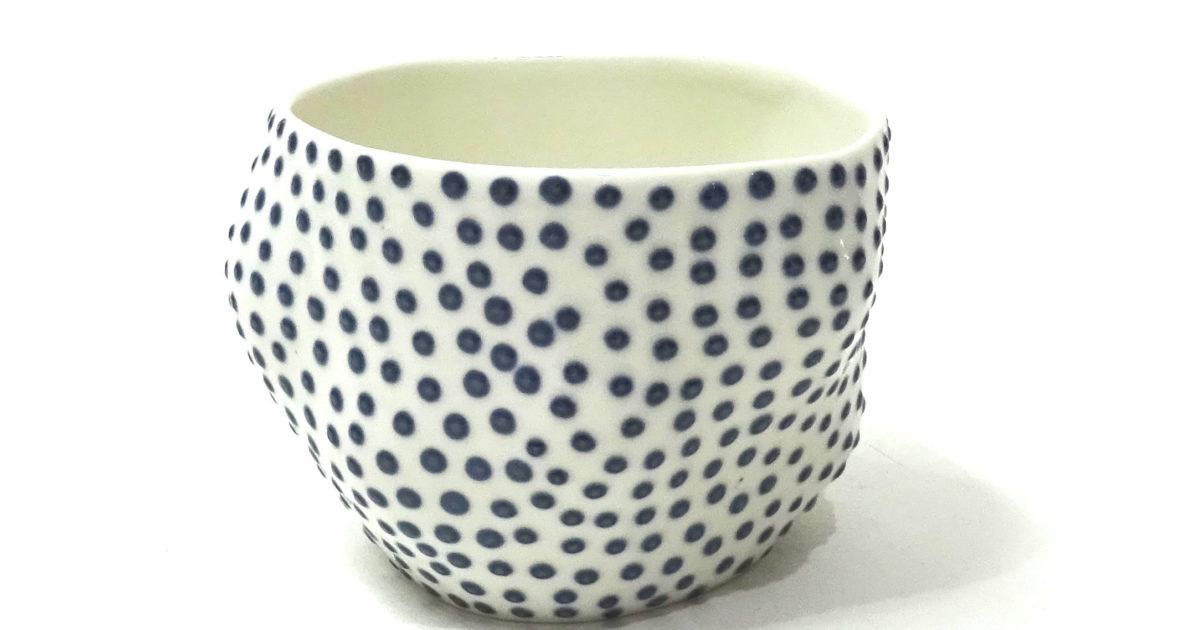 Large Dotted Guinomi Sake Cup by Ikuko Iwamoto (Ceramics)